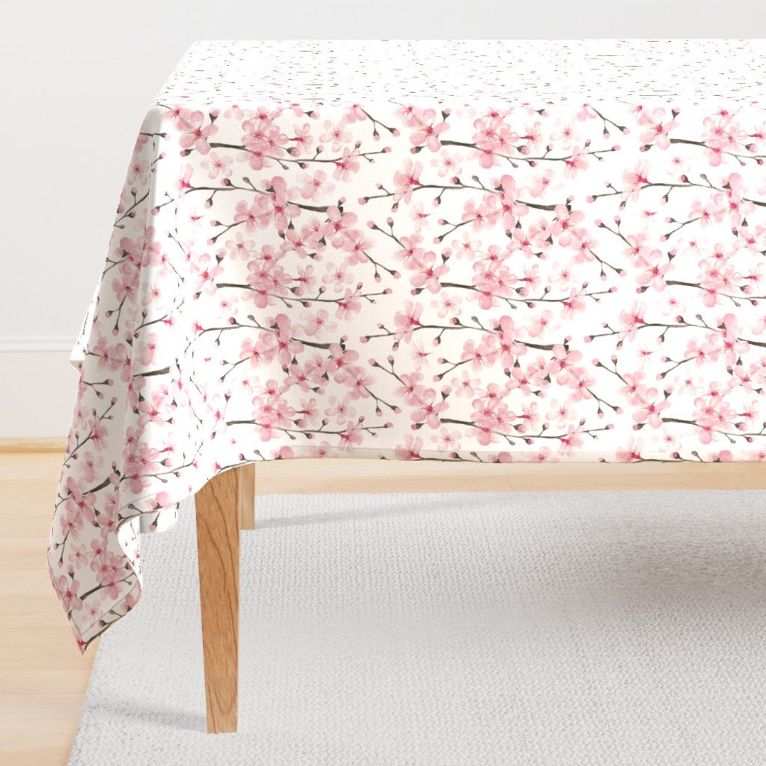 Cherry Blossom Tablecloth Pink Cherry Blossom by Magentarosedesigns