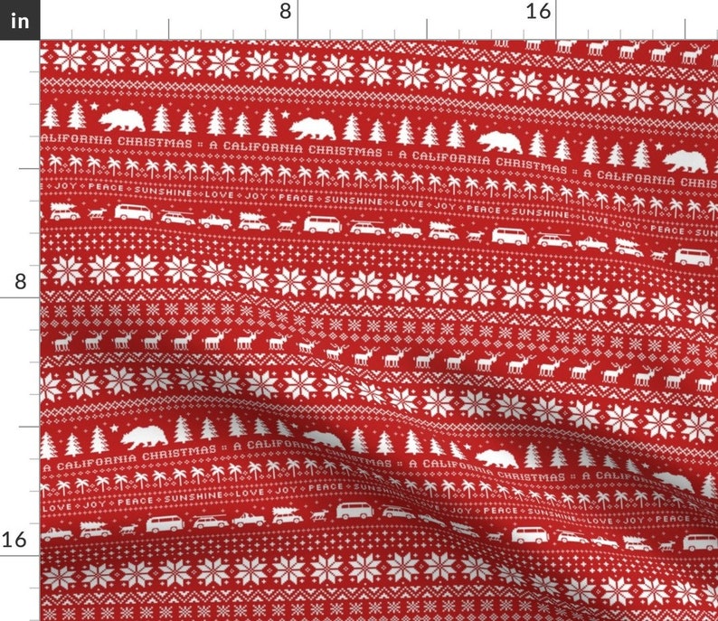 Holiday Red Cotton Sateen Circle Tablecloth by Spoonflower California Christmas Round Tablecloth California Christmas by jennshvili