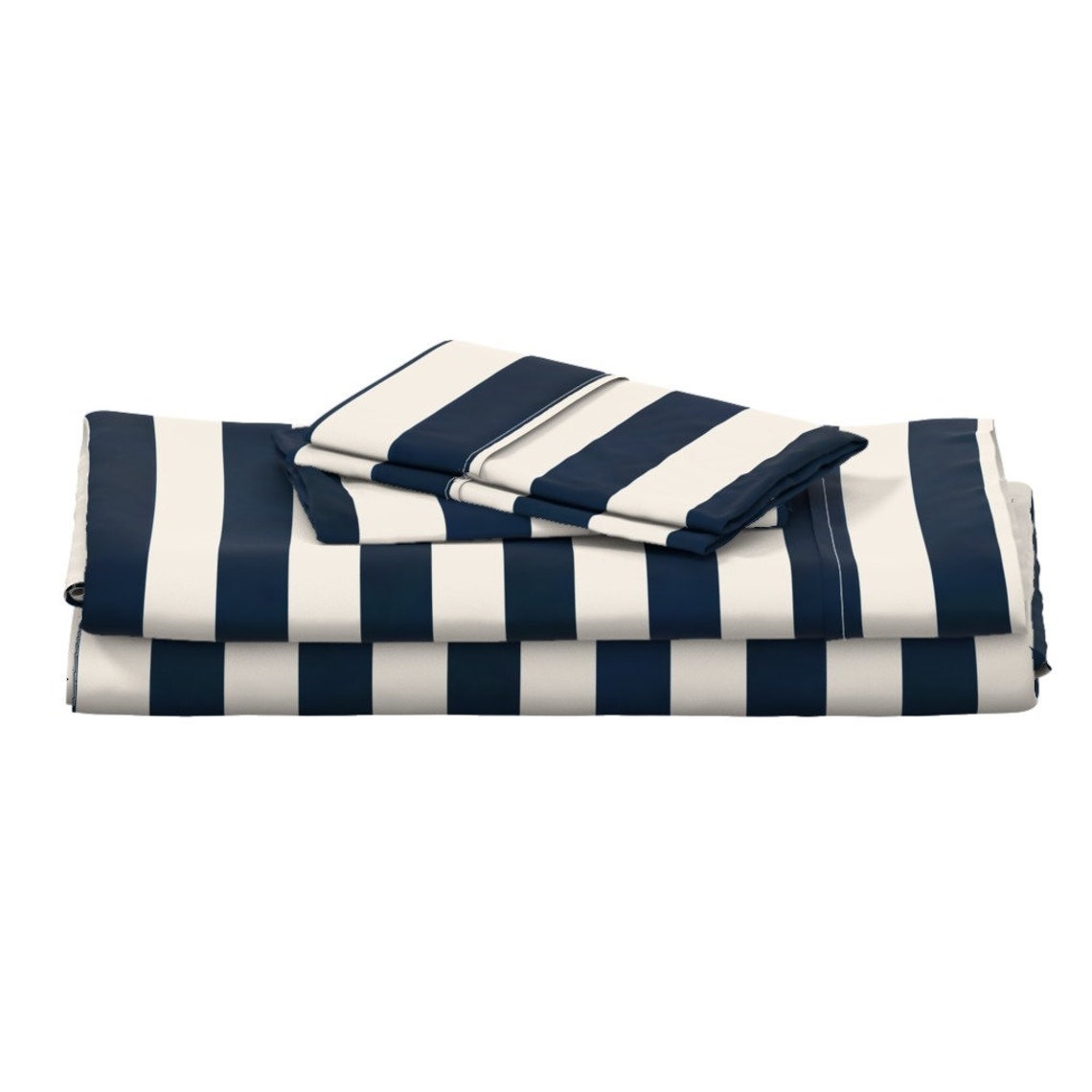 Nautical Sheets Stripes Navy Cream Horizontal by Drapestudio - Etsy UK