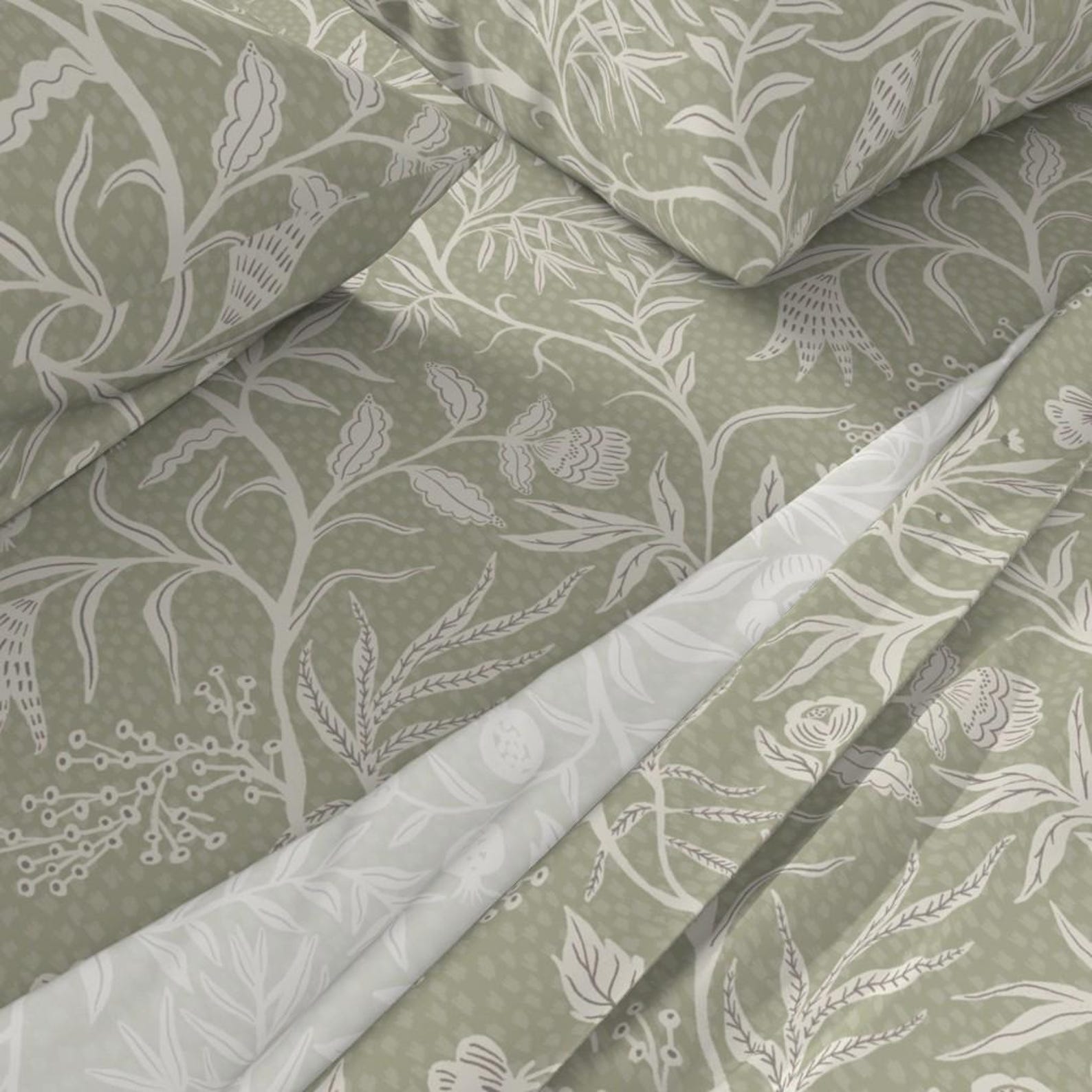 Sage Green Floral Sheets - Brenna Sweet Pea by Scarlet_soleil - Pea ...