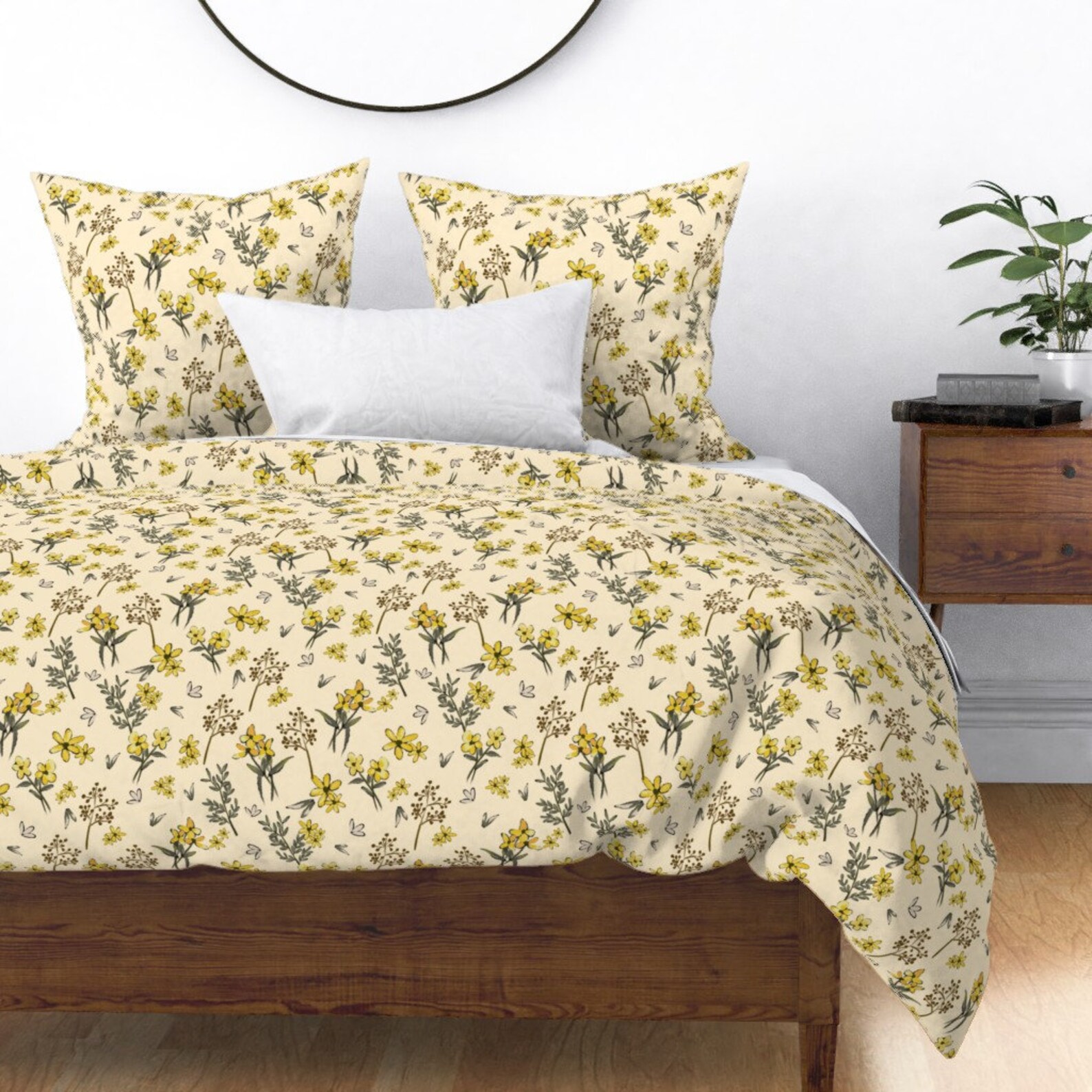 Retro Daisies Duvet Cover Daisy Pale Yellow by Etsy