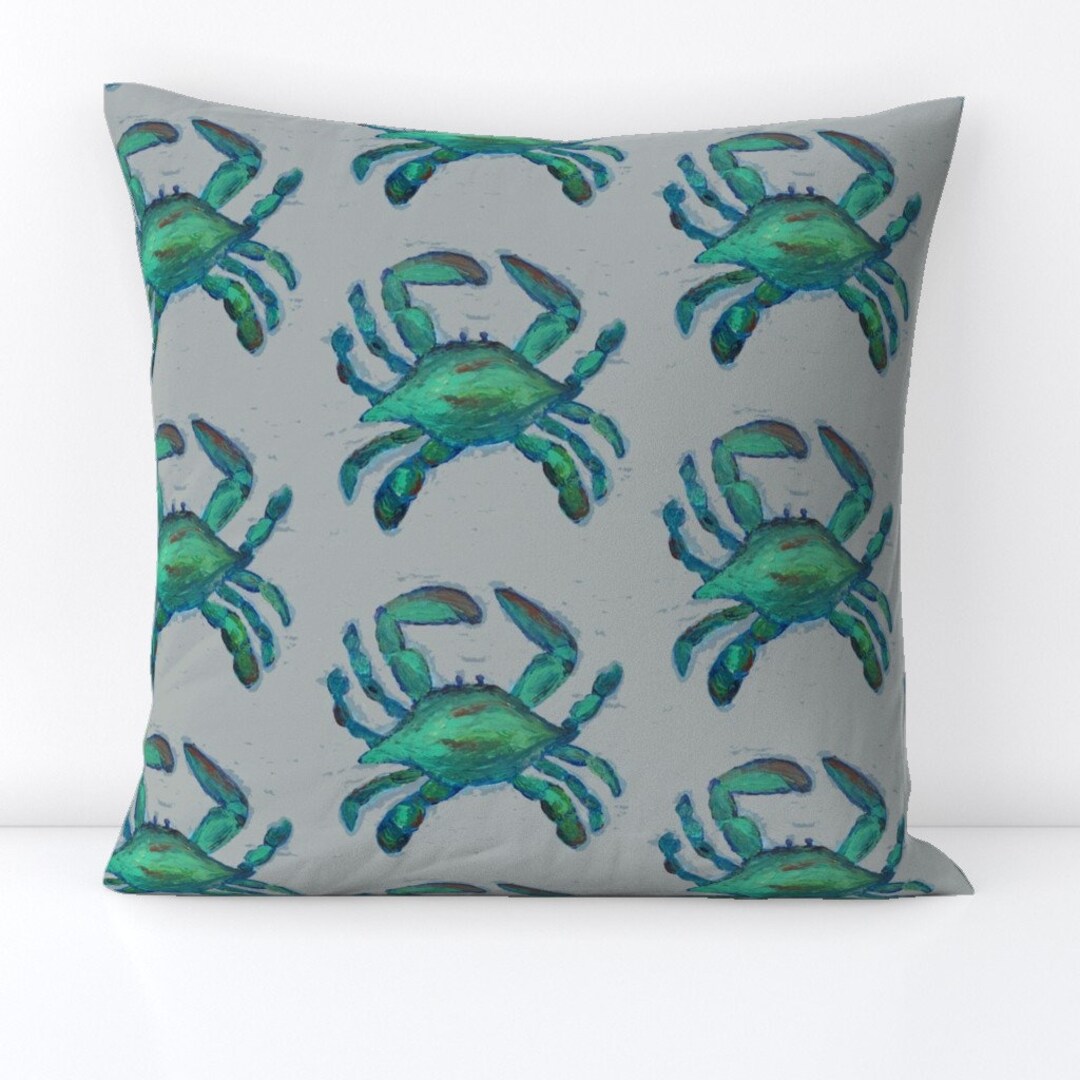 Blue Crab Throw Pillow Blue Crabs by Lisakling Marine Life Crustaceans