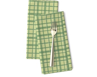 Christmas Dinner Napkins (Set of 2) - Green Plaid Medium by erin_niehenke - Plaid Holiday Checker Green Square Cloth Napkins by Spoonflower