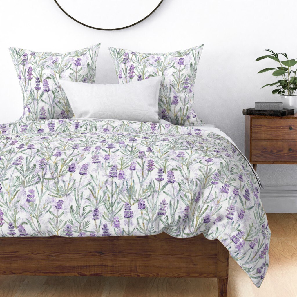 Lavednar Duvet Cover Lavender by Ramarama Floral Purple Etsy