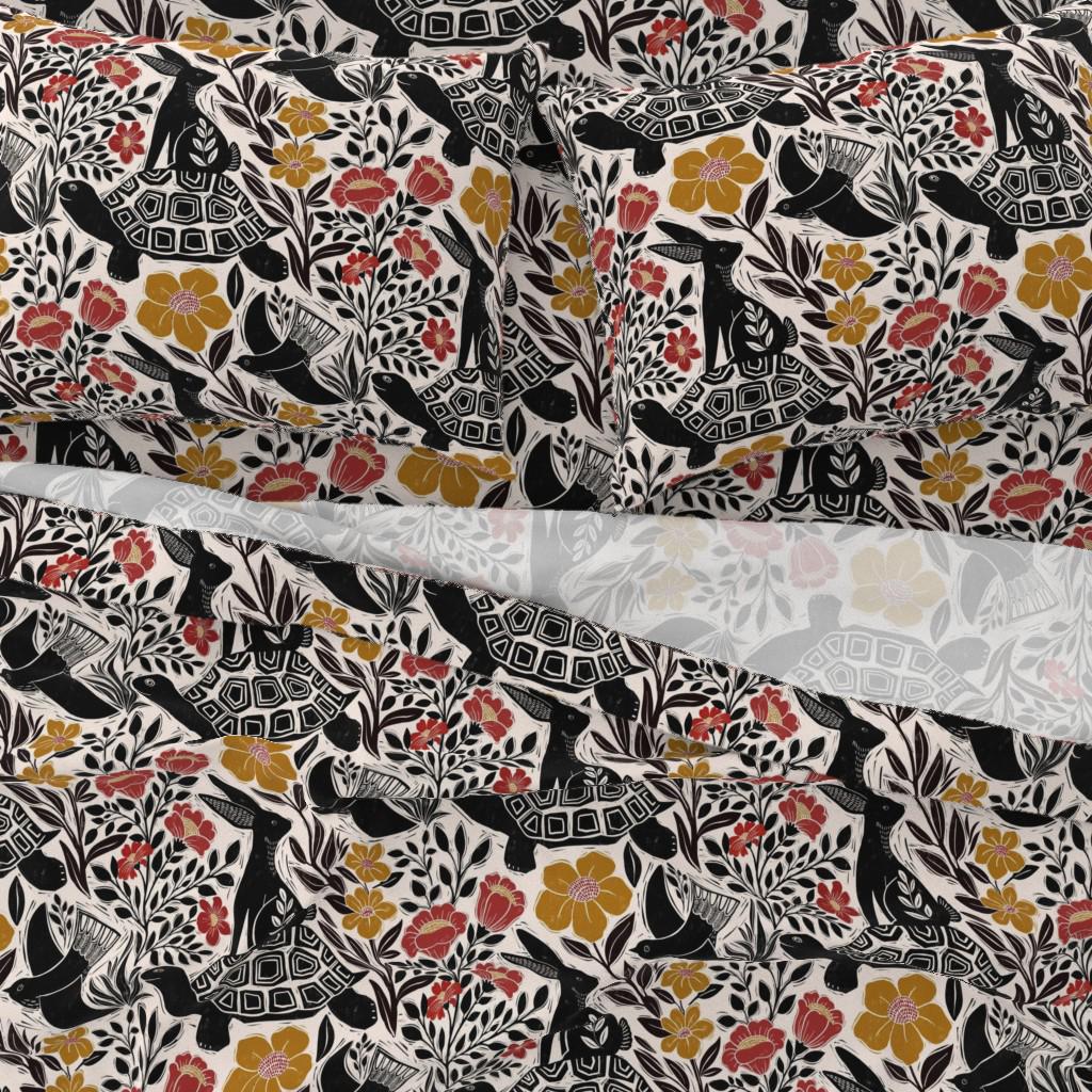 Folk Art Animals Sheets - Tortoise and Hare by Shellypenko - Floral ...