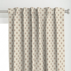Farmhouse Floral Curtain Panel - Country Floral by cheerfulcollective - Green Burgundy Red Flowers Custom Curtain Panel by Spoonflower