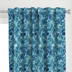 Aqua Water Curtain Panel - Light Blue Ocean by lauriekentdesigns - Swimming Waves Sea Ocean Pacific Pool Custom Curtain Panel by Spoonflower
