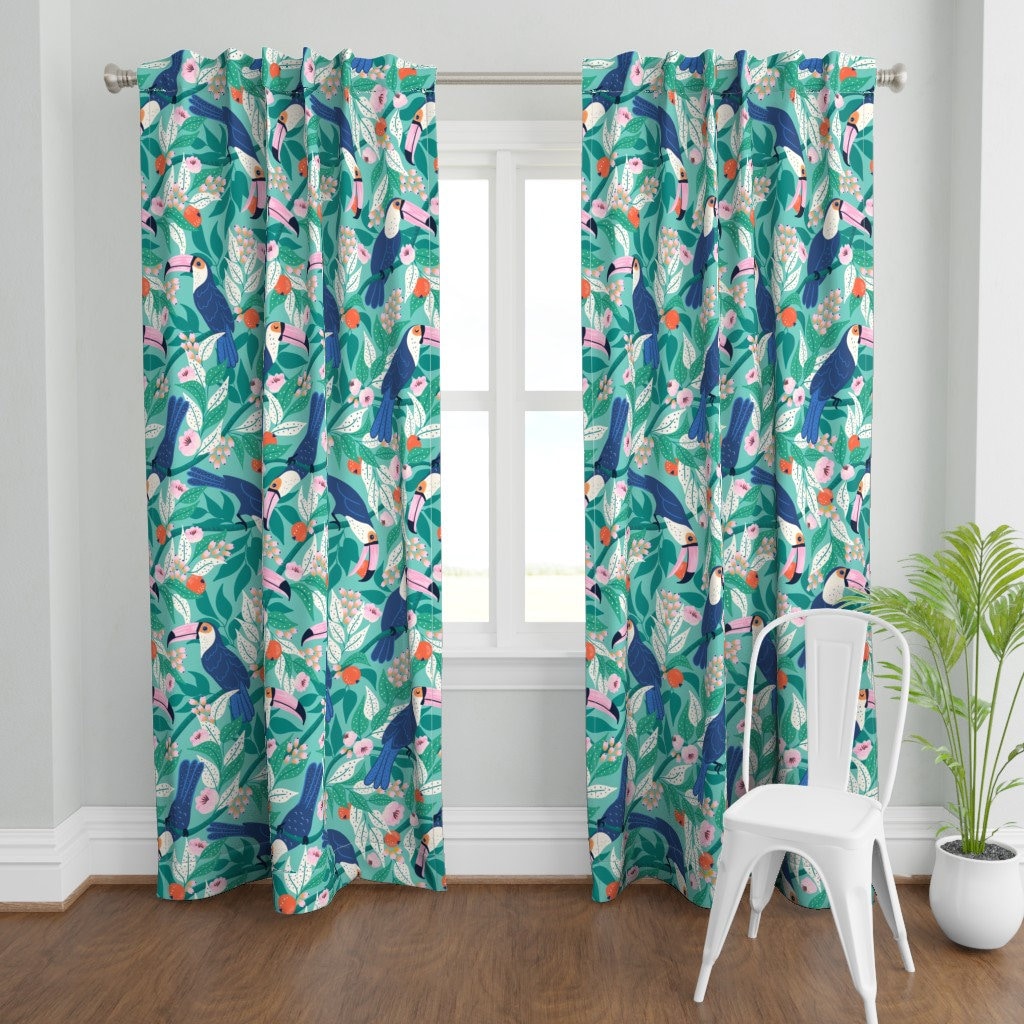 Maximalist Toucans Curtain Panel Whimsical Toucan by - Etsy