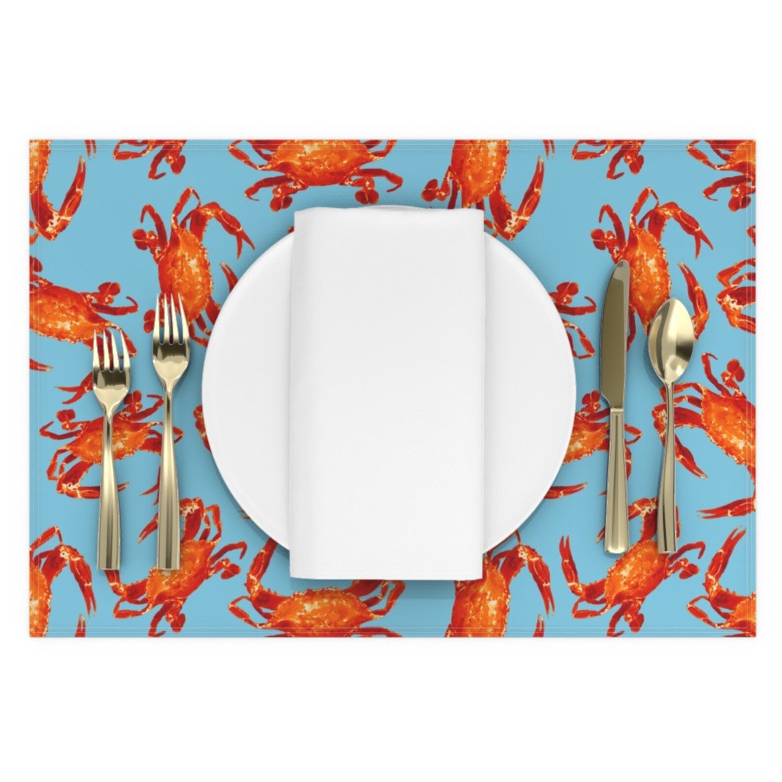 Seafood Placemats Set of 2 Cooked Crabs On Blue by Etsy