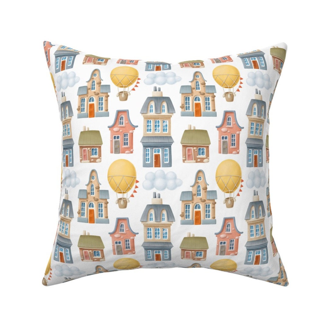 Victorian Houses Throw Pillow Houses by Ktscarlett_ Small Etsy