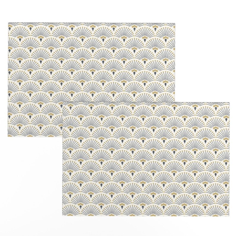 Modern Art Deco Placemats set of 2 Peacock Deco Neutral by Etsy
