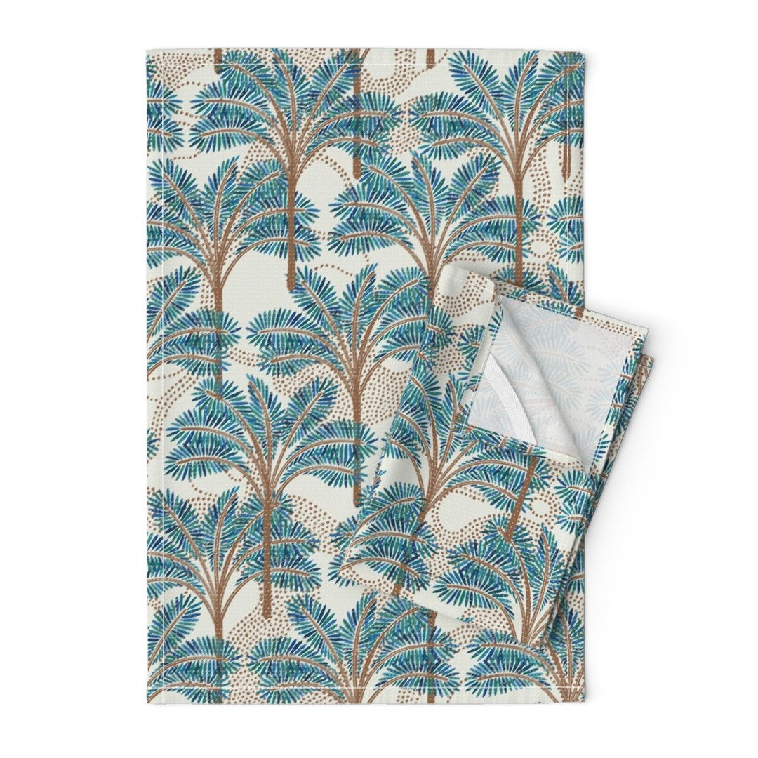 Vintage Palms Tea Towels set of 2 Turquoise Palm Trees by Etsy
