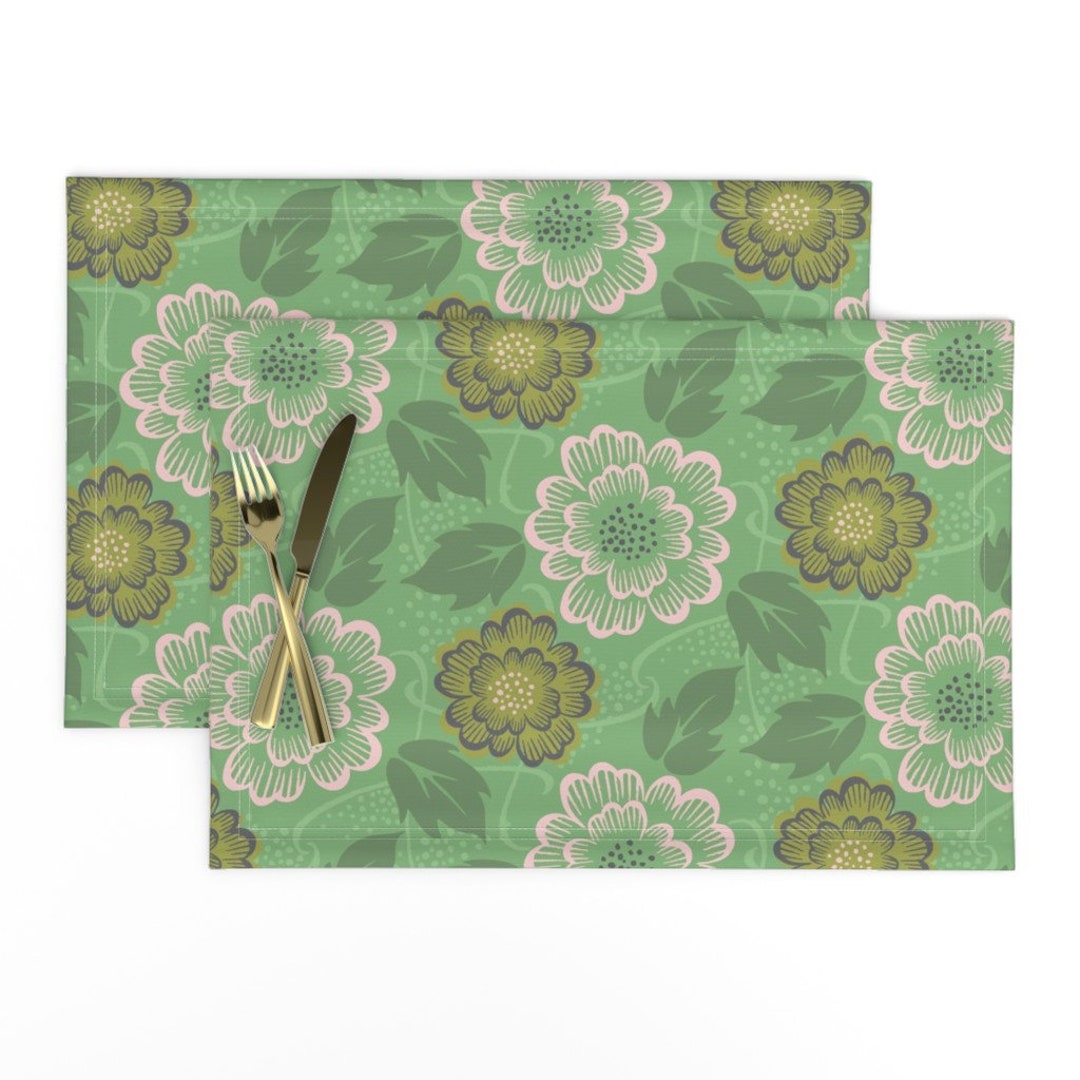 Flowers Placemats set of 2 Vintage Floral by Studiojenny Etsy