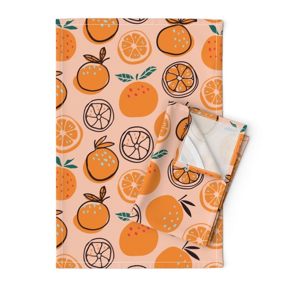 Clementines Tea Towel / Oranges Dish Towel / Mandarins Kitchen 