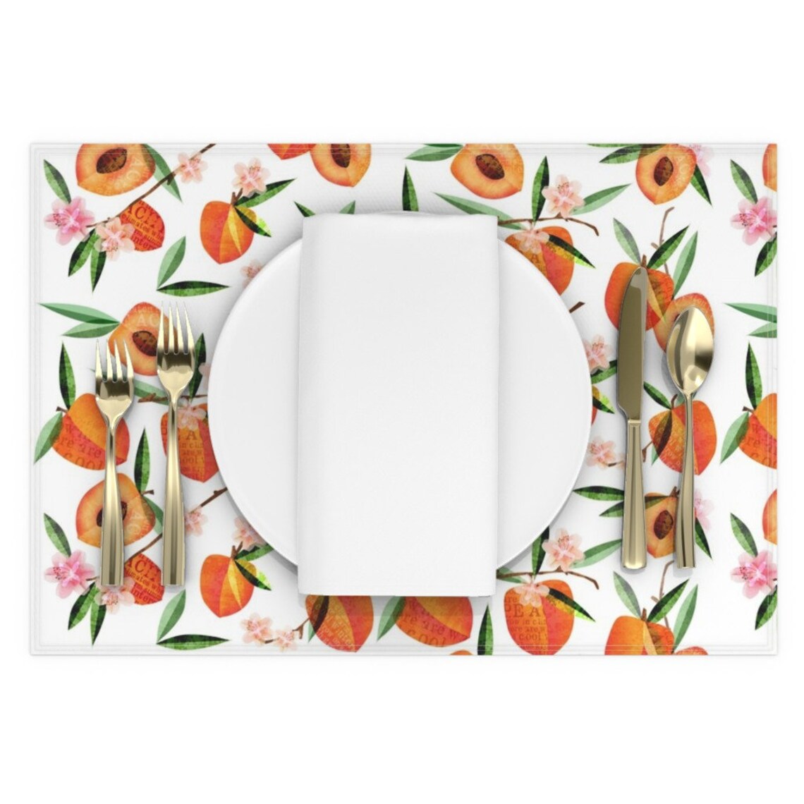 Peaches Placemats Set of 2 Simply Peachy by mulberry_tree Etsy