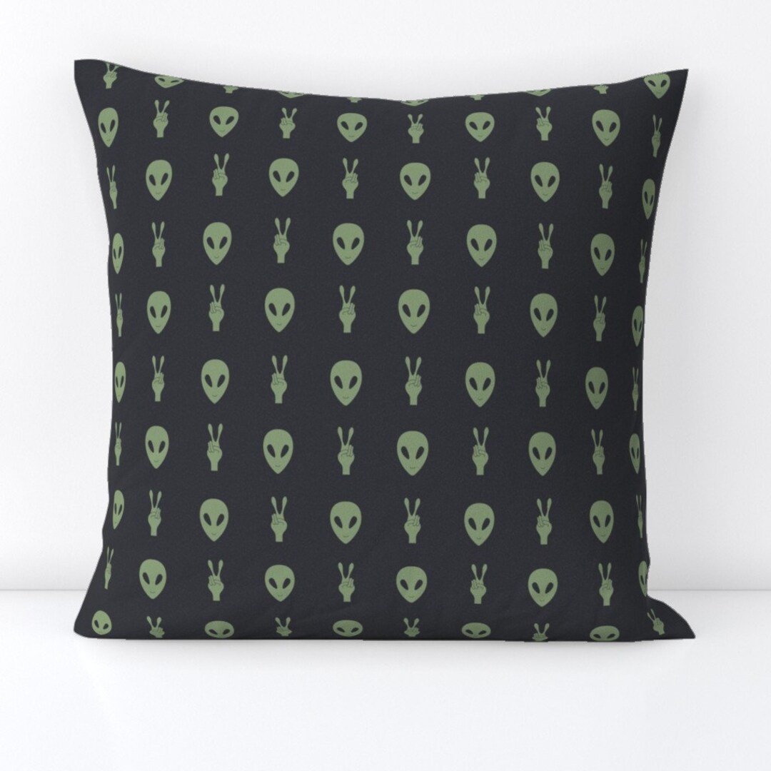 Y2k Aliens Throw Pillow We Come in Peace by Weenkcreative 1990s Retro