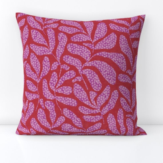 Bold Floral Throw Pillow Red Boho Flowers by Scarlet soleil Bohemian Florals Jumbo Large Decorative Square Throw Pillow by Spoonflower Etsy Canada
