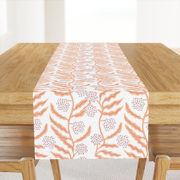 Boho Garden Table Runner - Vine Spring by holli_zollinger - Bright Floral Nature Leaf Vine Plant Cotton Sateen Table Runner by Spoonflower