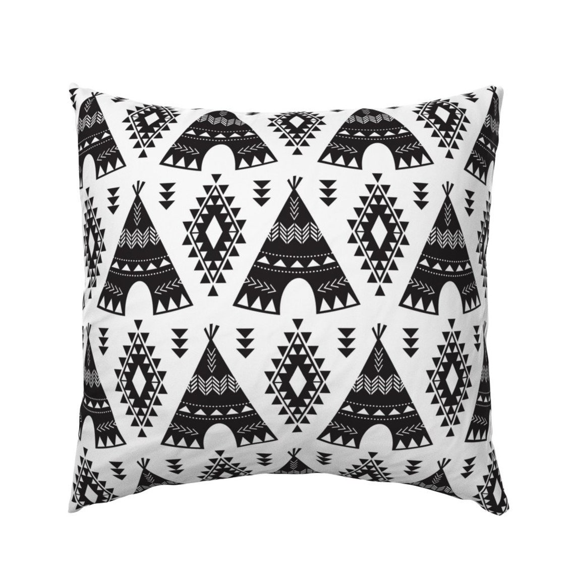 Boho Pillow Sham Tribal Teepees Black & White by Etsy