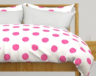 Watercolor Dots Bedding - Pink Polka Dots by jenshannon - Modern Simple Basic  Cotton Sateen Duvet Cover OR Pillow Shams by Spoonflower