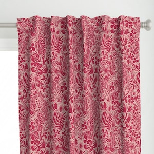Maximalist Tiger Curtain Panel - Magenta Oasis by amysuther - Tropical Botanical Hot Pink Jungle Magenta Custom Curtain Panel by Spoonflower