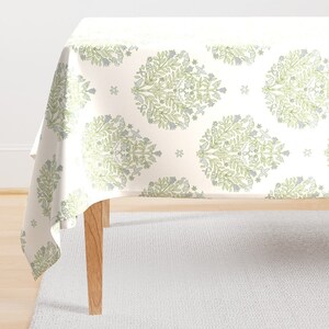 Traditional Tablecloth - Paisley Green by danika_herrick - Paisley Birds Leaves Ribbon Teardrop Star Cotton Sateen Tablecloth by Spoonflower