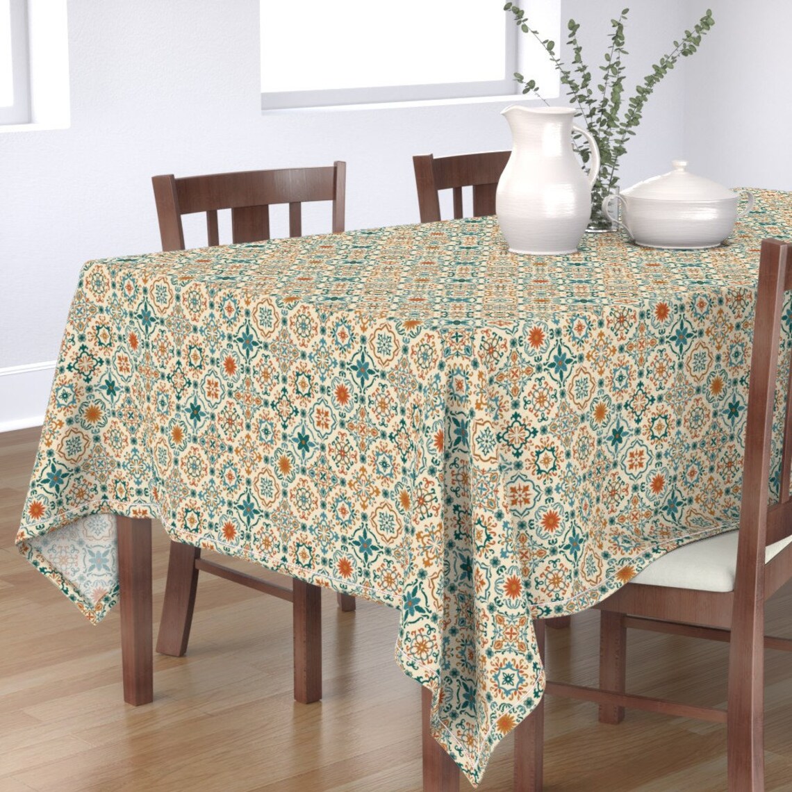 Spanish Tiled Tablecloth Spanish Tiles de maritcooper Folk Etsy