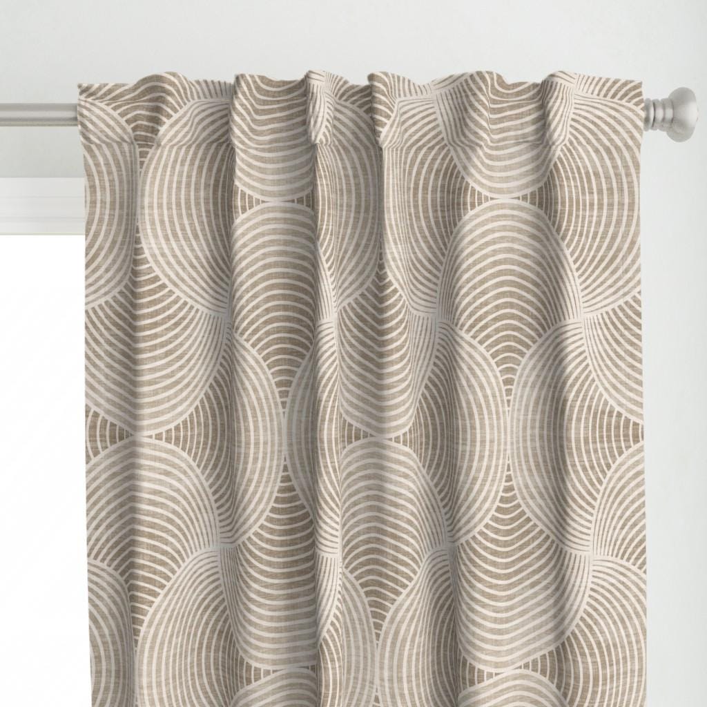 Modern Geometric Curtain Panel - Geometric Grace Taupe by kimsa - Earth Tone Beige Brown Cream Ivory Custom Curtain Panel by Spoonflower