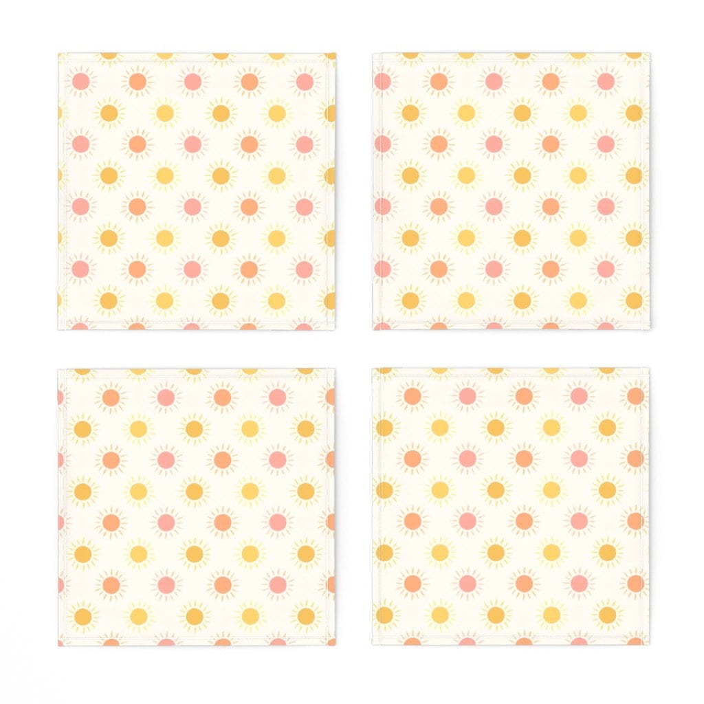 - Summer Sun  by charladraws Geometric  Kids Summer Spring Pink Orange Beige Happy Cloth Placemats by Spoonflower Set of 2 Sun Placemats