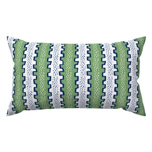 Green Preppy Accent Pillow - Stripe Green And Navy  by danika_herrick - Classic Traditional Rectangle Lumbar Throw Pillow by Spoonflower