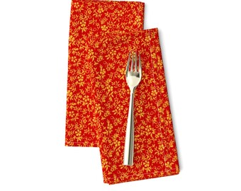 Floral Dinner Napkins (Set of 2) - Prairie Calico  by peacoquettedesigns - Ditsy Autumn Kitchen Provence Cloth Napkins by Spoonflower