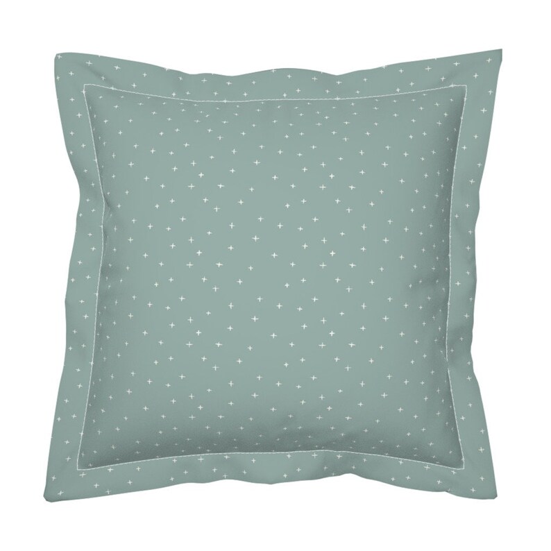 Green Pillow Sham Bone Earth Tones Cotton Sateen Flanged Pillow Sham by Spoonflower Swiss Cross On Green Background by erin/_/_kendal
