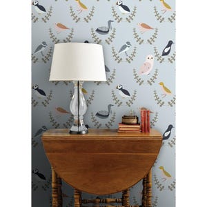 Scandinavian Birds Non-Pasted Wallpaper Scandi Gender Neutral Baby - Birds Of Scandinavia - Wreaths by popelephant Wallpaper by Spoonflower image 7