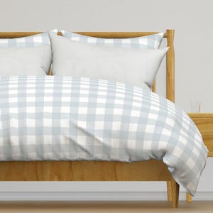 Gingham Bedding - Buffalo Check In Light Blue by willowlanetextiles - Checked Blue Cotton Sateen Duvet Cover OR Pillow Shams by Spoonflower