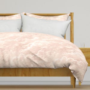 Blush Clouds Bedding - Cloud 9 by fischkandi - Weathered Minimal Serene Simple Cotton Sateen Duvet Cover OR Pillow Shams by Spoonflower