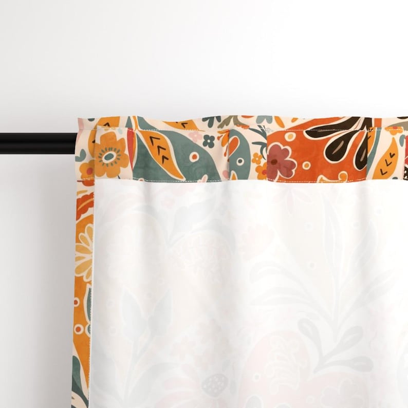 Warm Boho Floral Curtain Panel - Pink Botanical Warm Colors Garden Bloom Custom Curtain Panel - Bohemian Love Floral by creativeinchi - image 5