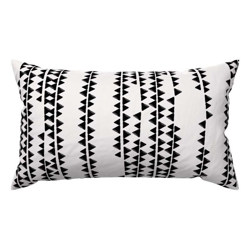 Black and White Accent Pillow Triangles Sideways by Etsy
