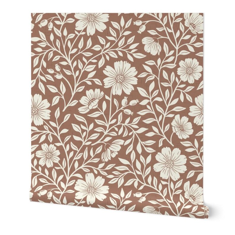 Rustic Farmhouse Non-Pasted Wallpaper Floral Cottagecore Cabincore - Cabincore Floral by little_forest_atelier Wallpaper by Spoonflower image 3