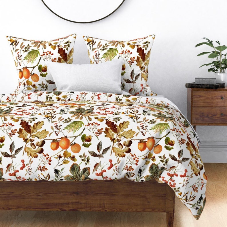 Fall Duvet Cover Vintage Botanical Autumn by redbriarstudio Etsy