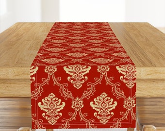 Holiday Table Runner - French Parlor Turkey Red by amyvail - Christmas Brocade Festive Decor  Cotton Sateen Table Runner by Spoonflower