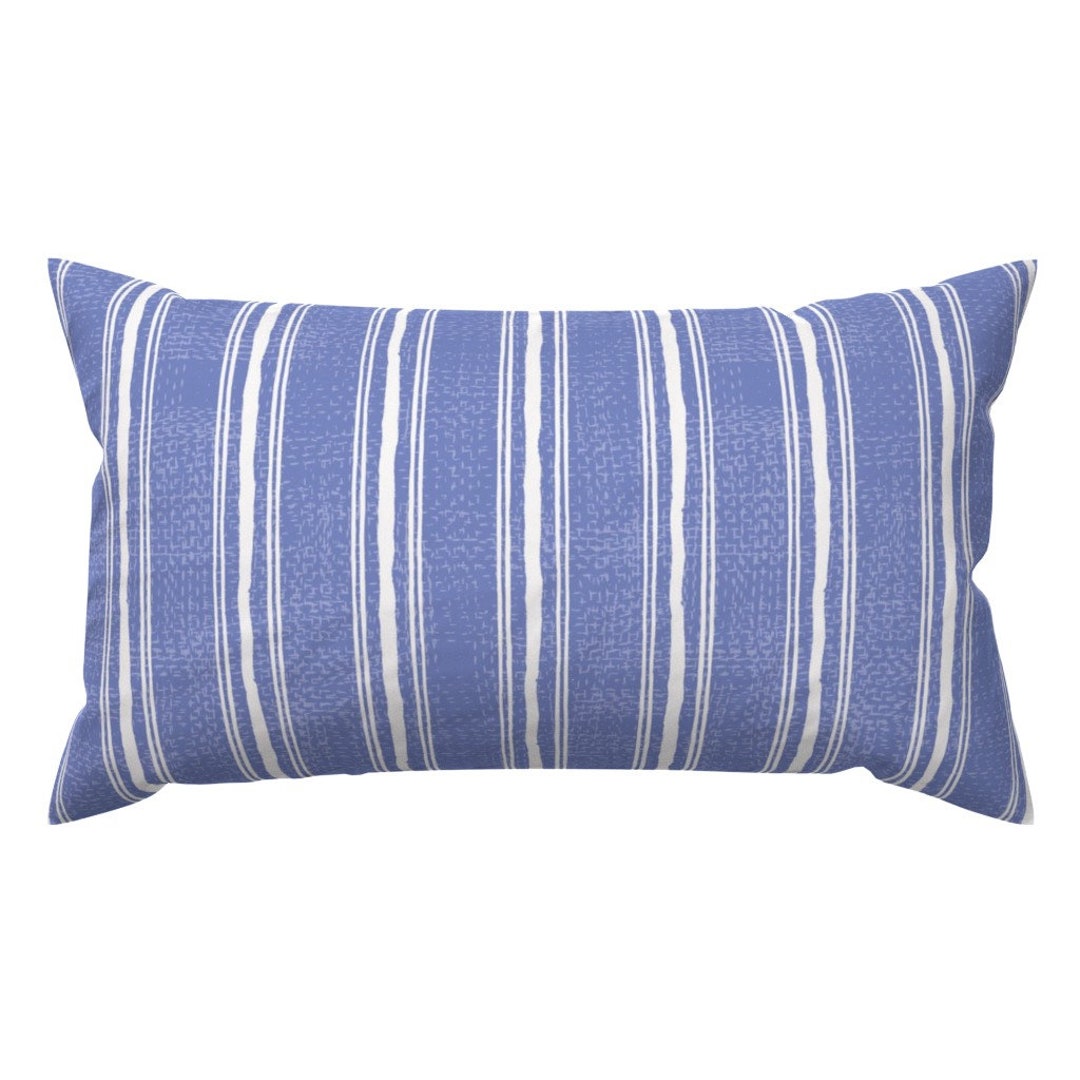 Blue Accent Pillow Rough Stripe Blue by The_blue_snowdrop Etsy