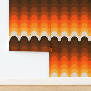 Retro Abstract Non-Pasted Wallpaper Vintage Seventies Bold Waves 1970s - Golden Orange 1970s by circa78designs Wallpaper by Spoonflower