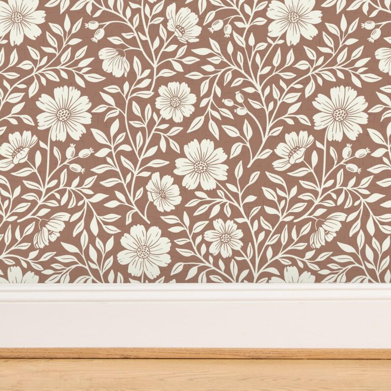 Rustic Farmhouse Non-Pasted Wallpaper Floral Cottagecore Cabincore - Cabincore Floral by little_forest_atelier Wallpaper by Spoonflower image 5