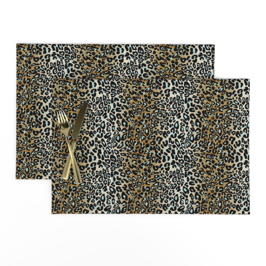 Animal Print Placemats set of 2 Leopard_camelaquablack Etsy