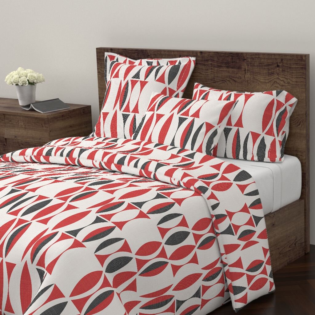 Mid Century Modern Duvet Cover Seventies Cherry Red By Etsy