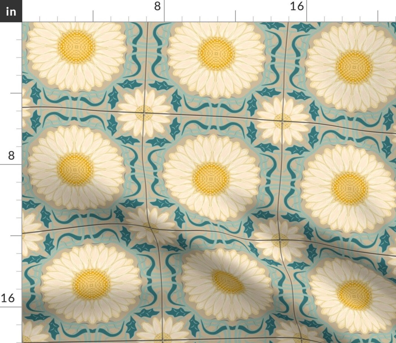 Floral Table Runner Spanish Floral Tile by Eclectic_house Etsy