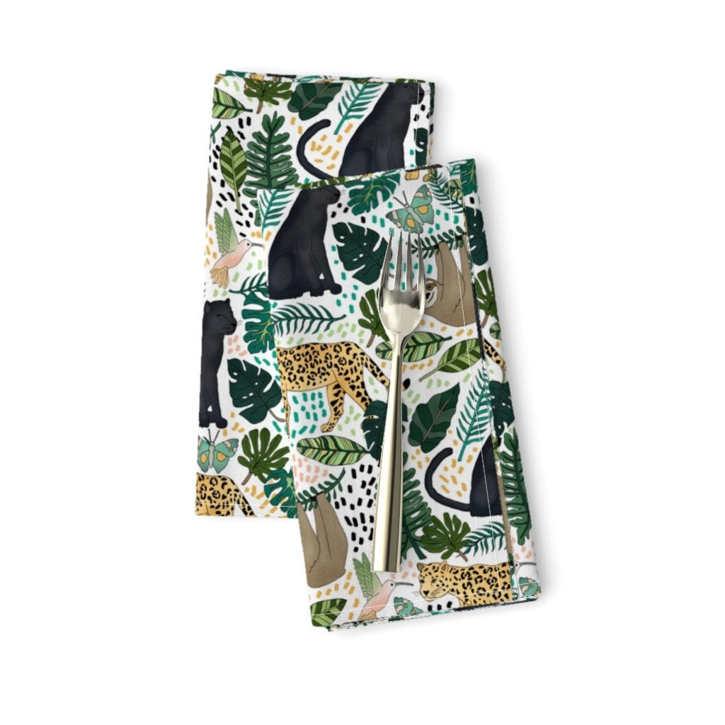 Aquarelle Tropical Dinner Napkins | Set de 2 - Emerald Rain Forest Animals By Tangerine-Tane Jungle 