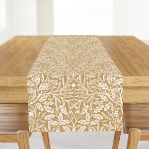 Art Nouveau Table Runner - Acorn Damask Morris  by at_the_cottage - William Morris Vintage Cottage Cotton Sateen Table Runner by Spoonflower