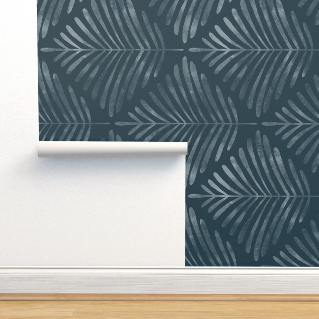 Dark Teal Palm Commercial Grade Wallpaper Tallahassee Rotated by Amy