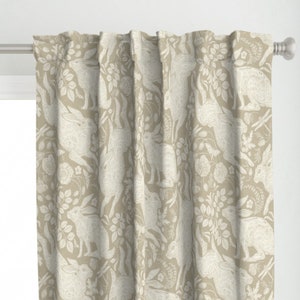 Neutral Rabbits Curtain Panel - Ivory Rabbit by silver_steer_design - Woodland Animals Large Scale Custom Curtain Panel by Spoonflower